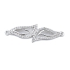 Rack Plating Brass Micro Pave Clear Cubic Zirconia Leaf Connector Charms KK-A234-081P-1