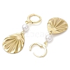 201 Stainless Steel Shell Pearl Hoop Earrings EJEW-JE06181-01-4