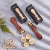 Brass Wax Seal Stamp with Rosewood Handle AJEW-WH0412-0359-5