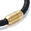 Men's Braided Black PU Leather Cord Bracelets BJEW-K243-64G-3