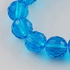 Faceted Dodger Blue Transparent Glass Round Bead Strands X-GLAA-R095-10mm-11-1