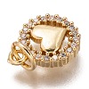 Brass Micro Pave Clear Cubic Zirconia Charms ZIRC-C020-66G-3