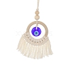 Handmade Macrame Cotton Threads & Wood Ring Hanging Ornaments HJEW-TA00306-1