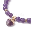 Natural Amethyst Round Beaded Stretch Bracelets BJEW-JB09727-01-3