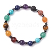 Natural & Synthetic Mixed Gemstone Beaded Stretch Bracelets for Women Men BJEW-JB11230-2