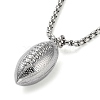 Non-Tarnish 304 Stainless Steel Rugby Pendant Necklaces NJEW-Z023-02P-2