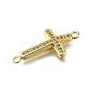 Brass Clear Cubic Zirconia Cross Connector Charms LS-ZIRC-I070-003G-2