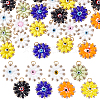 32Pcs 8 Colors Glass Seed Beaded Sunflower with Evil Eye Charms PALLOY-PH01782-1