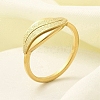 Textured Leaf 304 Stainless Steel Finger Ring for Women RJEW-L126-02B-G-1