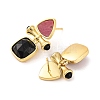 Ion Plating(IP) Natural Dyed & Heated Black Agate and Natural Rhodonite Stud Earring Findings EJEW-U014-01E-2