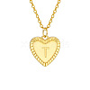 Golden Tone Brass Cable Chain Letter Heart Pendant Necklaces for Women PW-WG67FD6-20-1