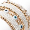 7Pcs 7 Style Evil Eye Lampwork & Glass Seed & Brass Beaded Stretch Bracelets Set for Women BJEW-JB09249-02-3