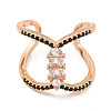 Rack Plating Brass Micro Pave Cubic Zirconia Open Cuff Rings for Women RJEW-F162-07RG-2