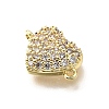 Brass Micro Pave Clear Cubic Zirconia Heart Connector Charms KK-V011-49G-2