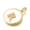 Rack Plating Brass Micro Pave Clear Cubic Zirconia Pendants with Shell KK-M309-42G-R-3