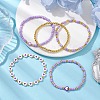 5Pcs 5 Styles Heart Acrylic & Glass Seed Beaded Stretch Bracelet Sets BJEW-JB10473-01-3