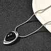 Natural Black Onyx(Dyed & Heated) Teardrop Pendant Necklaces NJEW-C065-01P-2