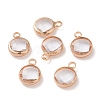 Golden Tone Brass Glass Flat Round Charms GLAA-M003-A-21G-1