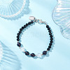Synthetic Blue Goldstone & Glass Round Beaded Bracelets for Women BJEW-JB12210-03-1