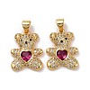 Brass Micro Pave Cubic Zirconia Pendants KK-K258-24F-G-RS-1