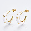 Brass Enamel Stud Earrings EJEW-T014-08G-05-NF-1