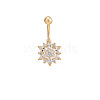 Brass Cubic Zirconia Flower Belly Rings WG7802B-05-2