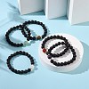 Natural Lava Rock & Mixed Gemstone Round Beaded Stretch Bracelet BJEW-JB09418-5