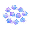 Transparent Two Tone Spray Painted Glass Bead Caps A-GLAA-Q089-002B-003-1