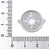 Rack Plating Brass Micro Pave Clear Cubic Zirconia Flat Round with Hollow Star Connector Charms KK-A234-082P-3