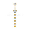 304 Stainless Steel Pave Clear Cubic Zirconia Curved Barbell Dangle Belly Rings FS-WG7A03F-12-1