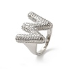 Letter Brass Micro Pave Clear Cubic Zirconia Open Cuff Ring for Women RJEW-N046-03W-P-1