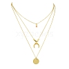 304 Stainless Steel Moon Pendant Triple Layered Necklace with Glass for Women NJEW-JN03871-2