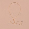Alloy Snake Chain Slider Lariat Necklaces with Plastic Imitation Pearl Round Beads WG87CD3-01-2