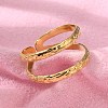 Ion Plating(IP) 304 Stainless Steel Double Line Open Cuff Ring for Women RJEW-S405-200G-3