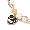 Heart with Eye Alloy Enamel Charm Bracelets BJEW-JB12287-03-3