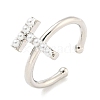 Rack Plating Brass Open Cuff Rings for Women RJEW-F162-01P-T-1