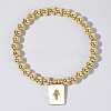 Personality Brass Round Bead Beaded Stretch Bracelets ST0339-8-1