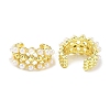Brass Cuff Earrings with ABS Imitation Pearl Beaded EJEW-D088-16G-2