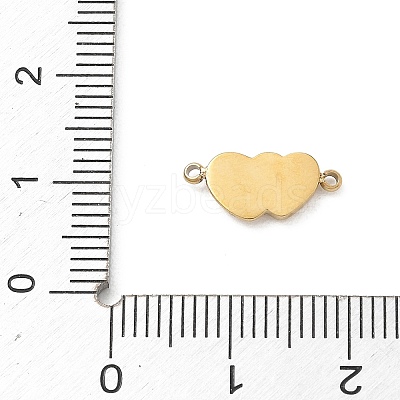 304 Stainless Steel Double Heart Links Connector Charms STAS-B140-06G-1