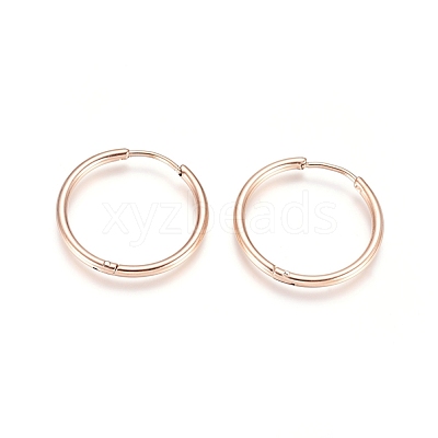 304 Stainless Steel Huggie Hoop Earrings EJEW-G272-02-20mm-RG-1