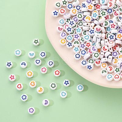 White Opaque Acrylic Beads MACR-YW0001-19F-1