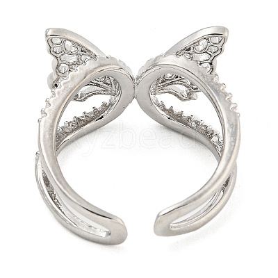 304 Stainless Steel Cubic Zirconia Open Cuff Ring for Women LS-RJEW-S406-05P-01-1