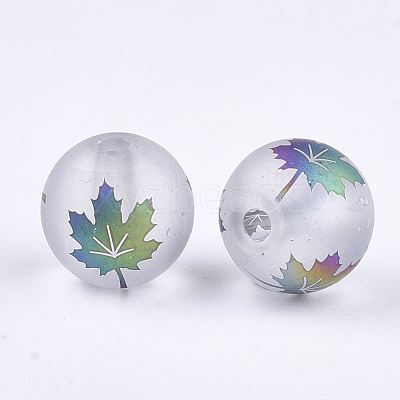 Autumn Theme Electroplate Transparent Glass Beads X-EGLA-S178-01E-1