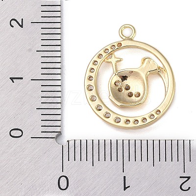 Brass Micro Pave Clear Cubic Zirconia Pendants FIND-B077-02G-06-1