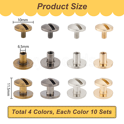 40Sets 4 Colors Alloy Screw Clasps BUTT-PH0001-30B-1