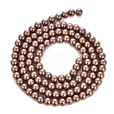 Baking Paint Pearlized Glass Pearl Round Bead Strands X-HY-Q330-8mm-30-1