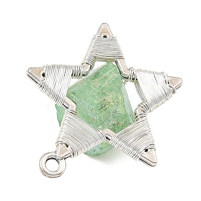 Electroplated Natural Quartz Faceted Copper Wire Wrapped Pendants PALLOY-TA00443-02-1
