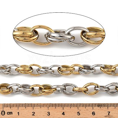 304 Stainless Steel Two Tone Oval Link Chains Chains CHS-F022-05GP-1