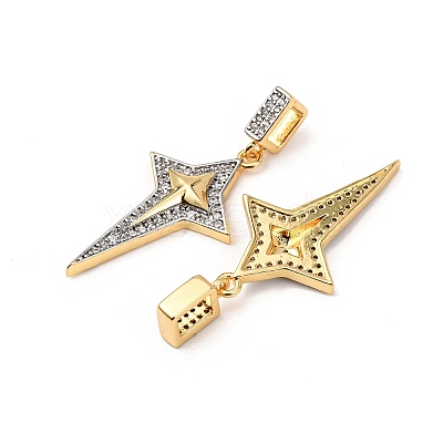 Brass Micro Pave Clear Cubic Zirconia Pendants KK-G543-15GP-03-1
