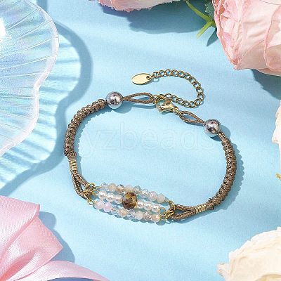 Glass & ABS Plastic Imitation Pearl Link Bracelets BJEW-JB10425-1
